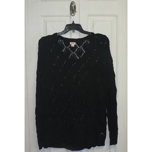Mossimo Supply Co. Womens Open Diamond‎ Knit Crew Neck Sweater Black Size X $25